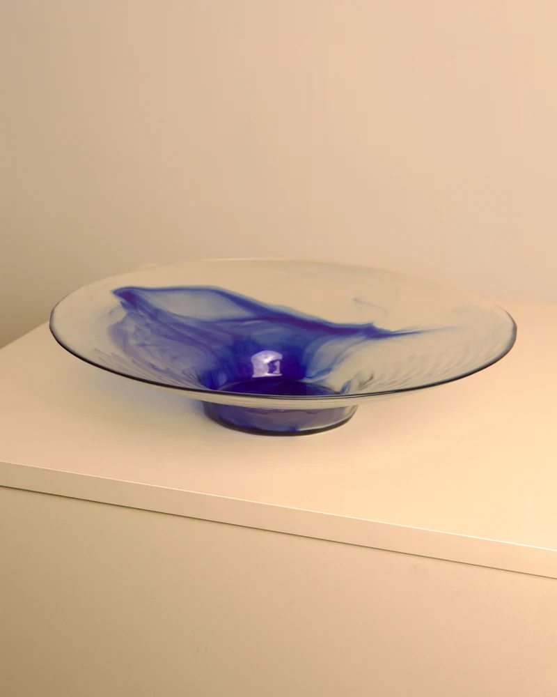 Large 80s Italian Circular Dish in Glass