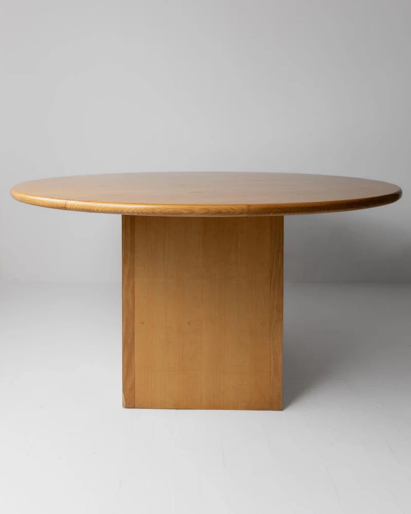 1980s Large Round Wooden Table