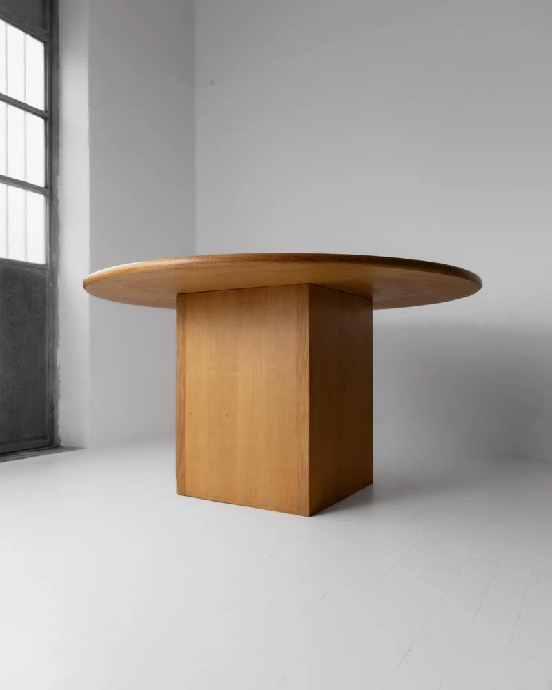1980s Large Round Wooden Table