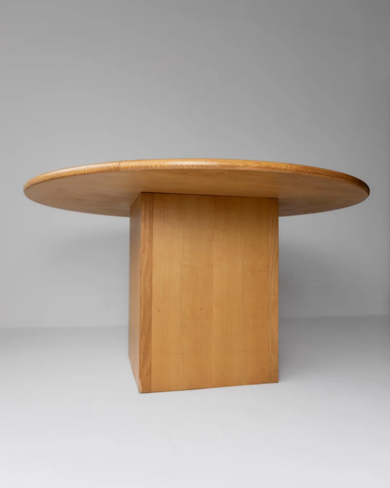 1980s Large Round Wooden Table