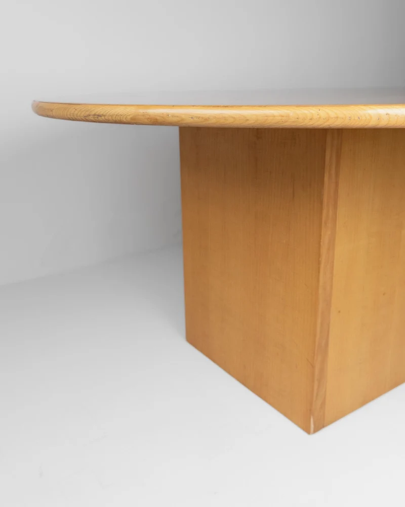 1980s Large Round Wooden Table
