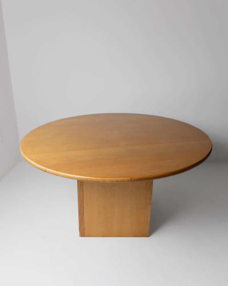 1980s Large Round Wooden Table
