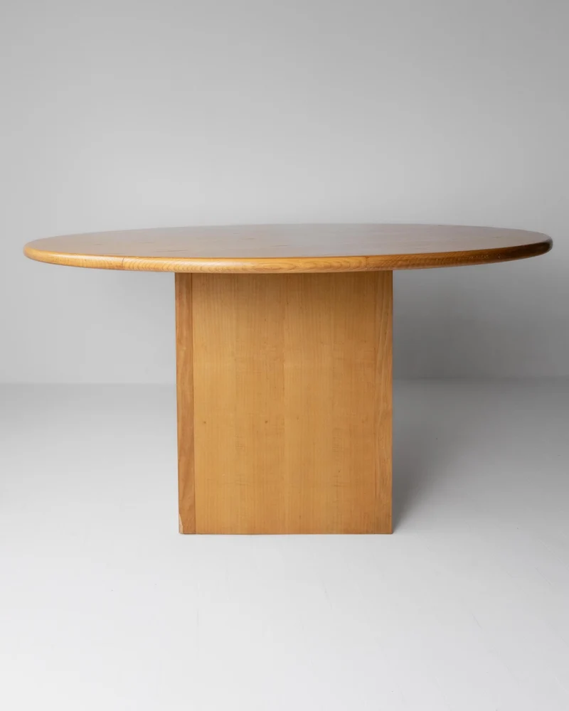1980s Large Round Wooden Table