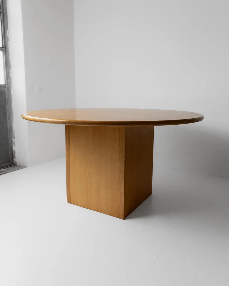 1980s Large Round Wooden Table