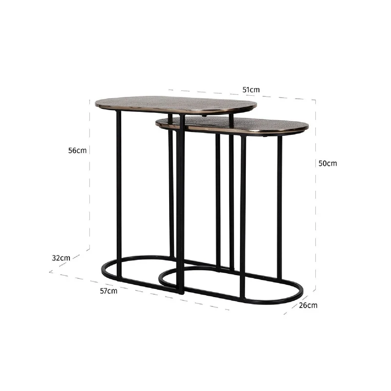 Table d'angle Chandon set de 2 ovale
