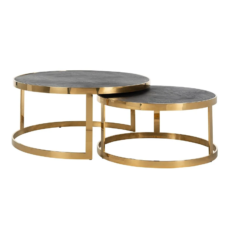 Table basse Blackbone gold set de 2 rond