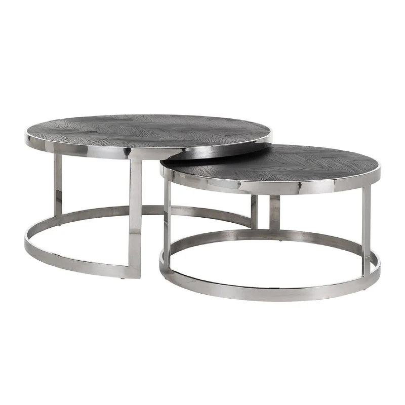 Table basse Blackbone silver set de 2 rond