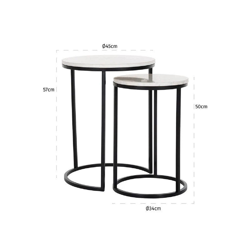 Table d'angle Lexington white set de 2