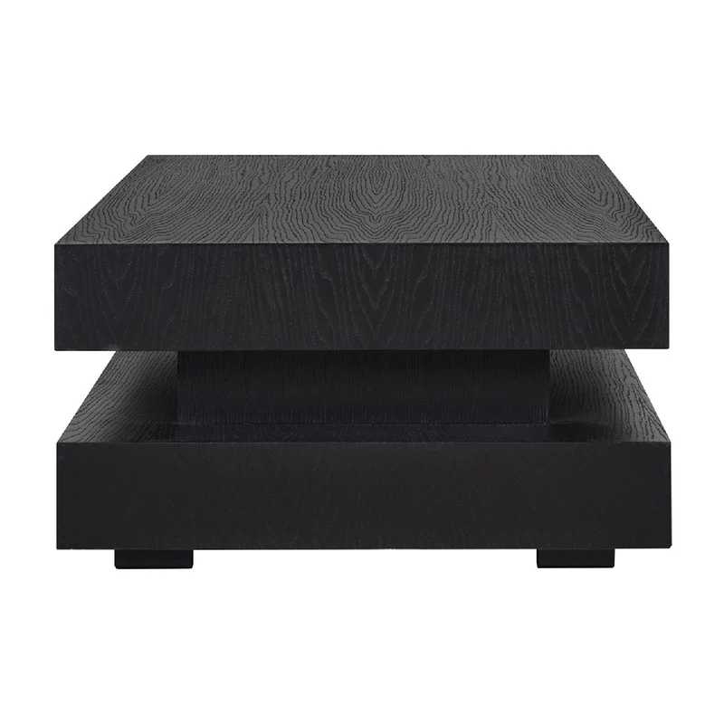 Table basse rectangulaire noir Blok H "Chêne Oakura"