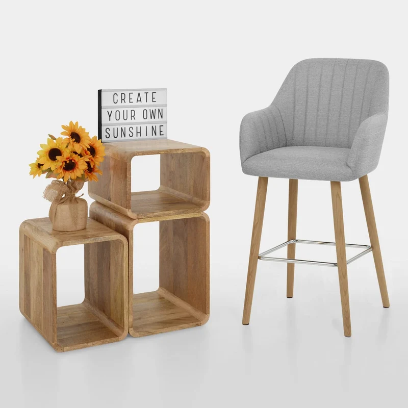 Tabouret de Bar Tissu - Rio Gris