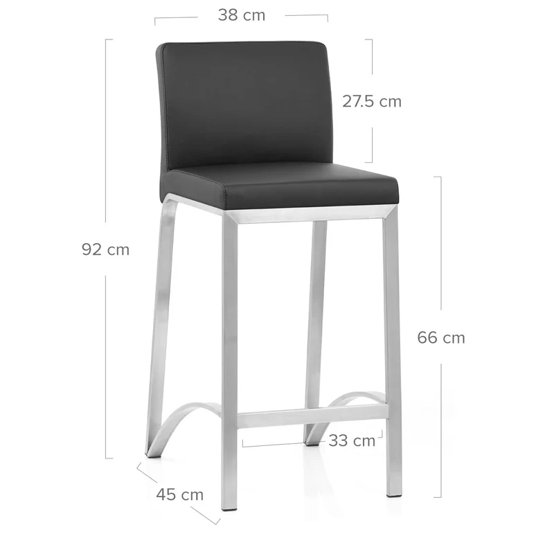 Tabouret Faux Cuir Chrome Brossé - Leah Noir