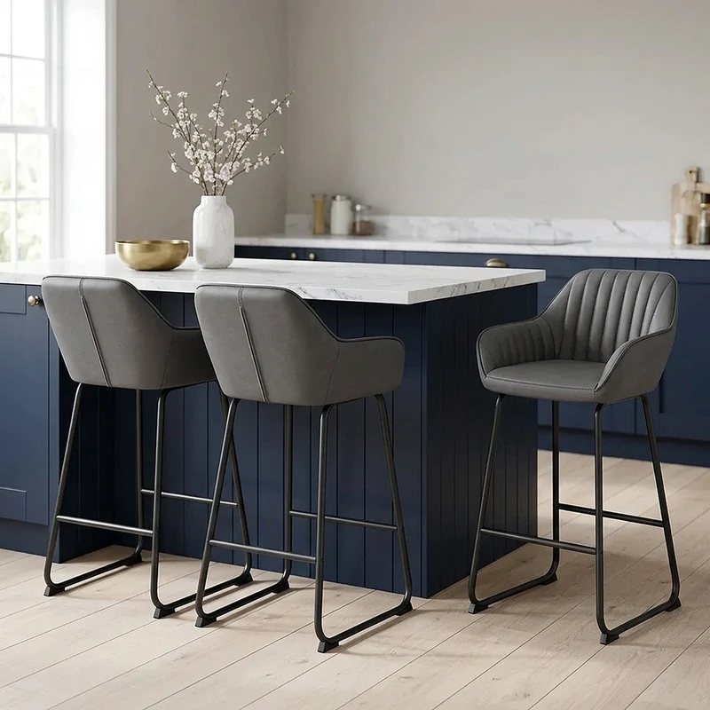 Chaise de Bar Faux Cuir - Kanto Gris Foncé