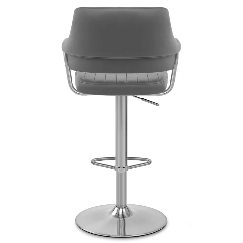 Chaise de Bar Chrome Brossé Faux Cuir - Skyline Gris Foncé