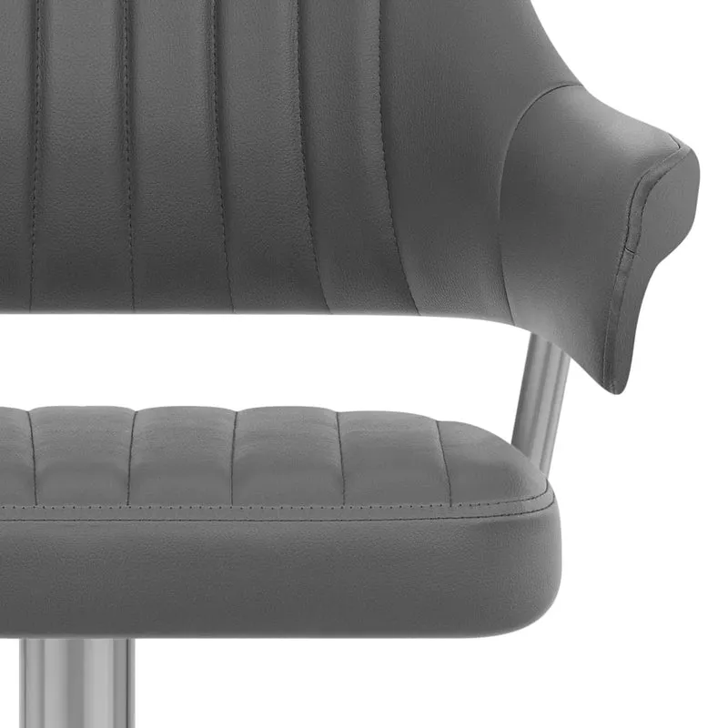 Chaise de Bar Chrome Brossé Faux Cuir - Skyline Gris Foncé