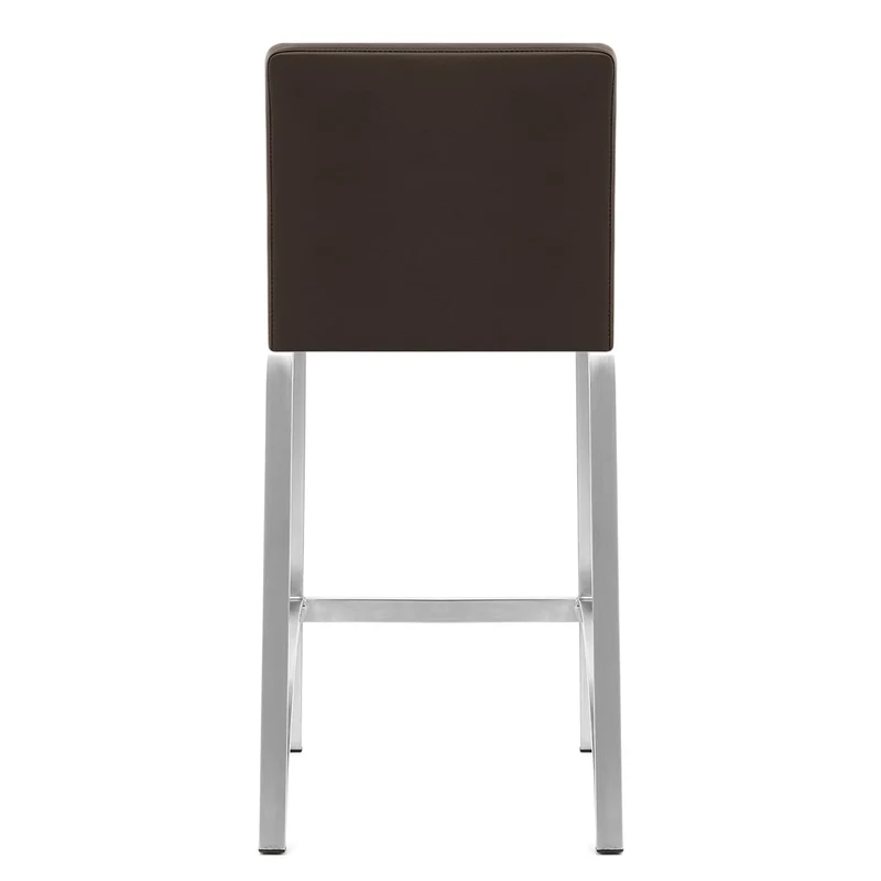 Tabouret Cuir Chrome Brossé - Leah Marron