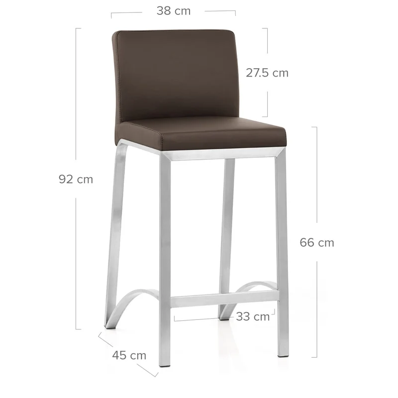 Tabouret Cuir Chrome Brossé - Leah Marron
