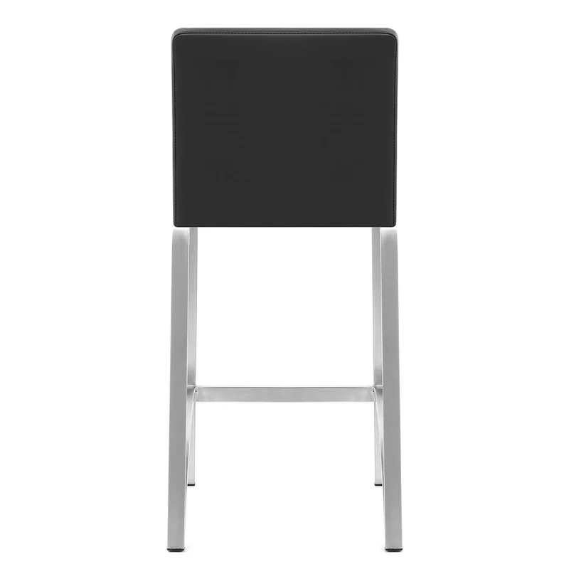 Tabouret Cuir Chrome Brossé - Leah Noir