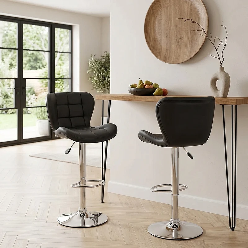 Chaise de bar Simili Cuir - Houston Noir