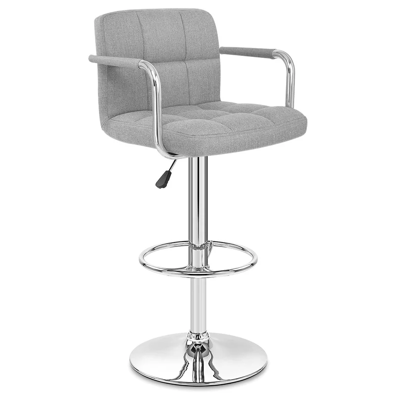 Chaise de Bar Chrome Tissu - Maze Gris