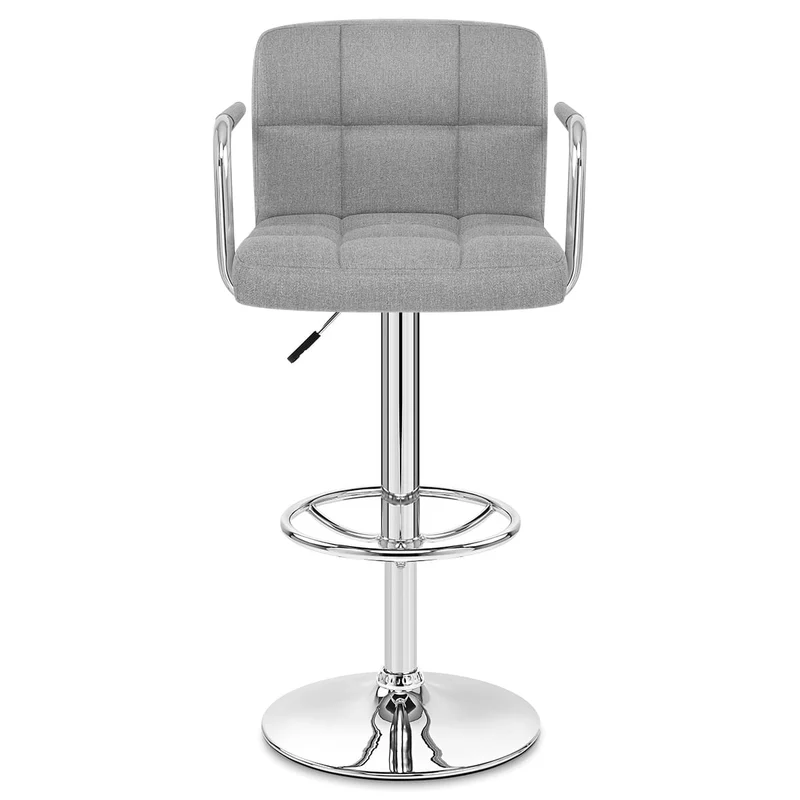 Chaise de Bar Chrome Tissu - Maze Gris