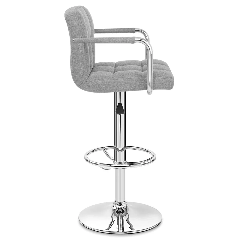 Chaise de Bar Chrome Tissu - Maze Gris
