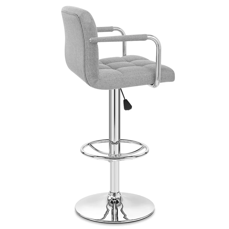 Chaise de Bar Chrome Tissu - Maze Gris