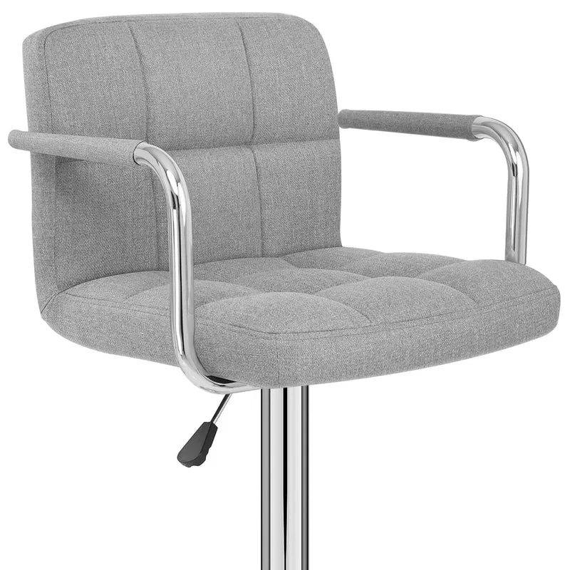 Chaise de Bar Chrome Tissu - Maze Gris