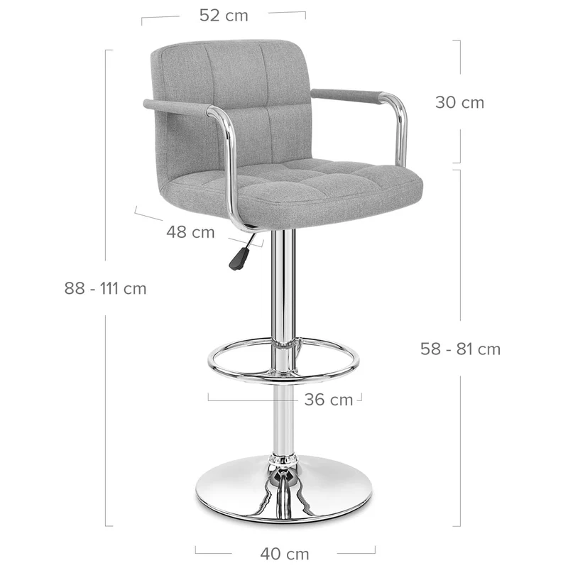 Chaise de Bar Chrome Tissu - Maze Gris