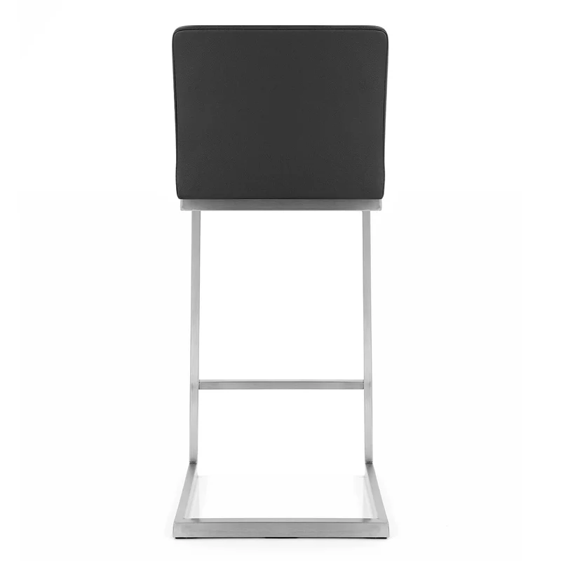 Tabouret Faux Cuir Chrome Brossé - High Ace Noir