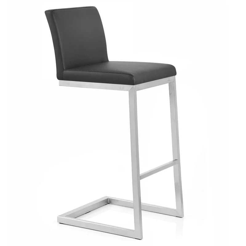 Tabouret Faux Cuir Chrome Brossé - High Ace Noir