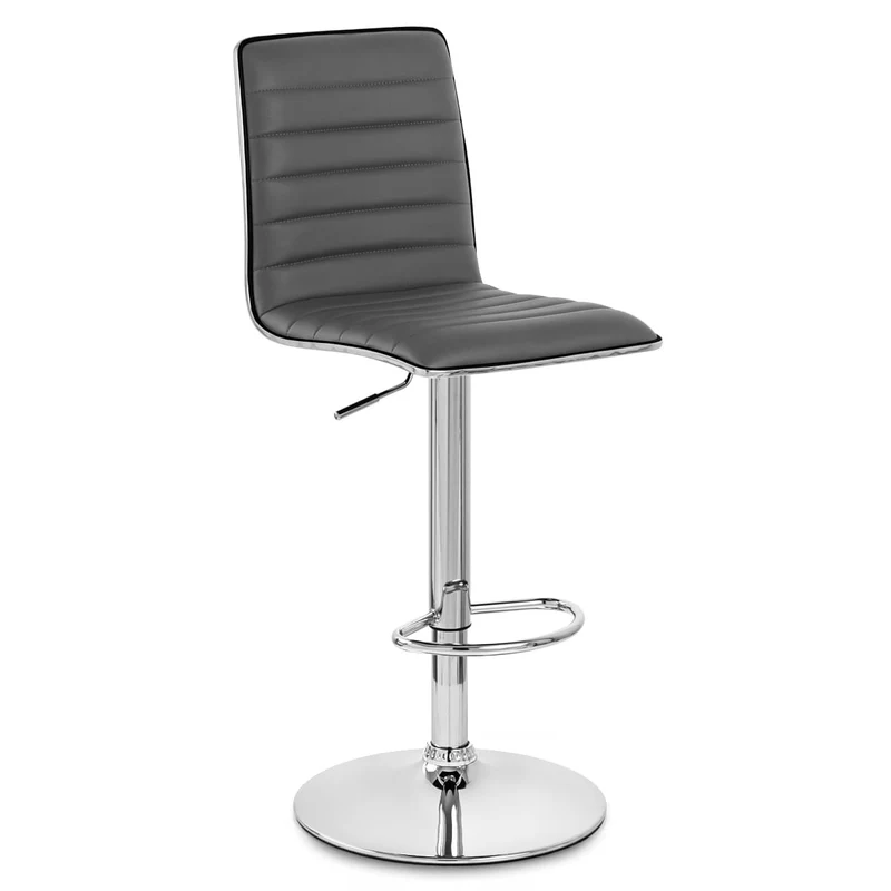 Chaise de Bar Faux Cuir Chrome - Hiline Gris