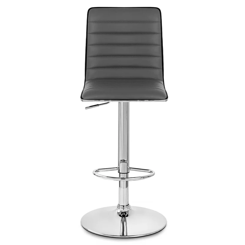 Chaise de Bar Faux Cuir Chrome - Hiline Gris