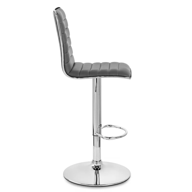 Chaise de Bar Faux Cuir Chrome - Hiline Gris