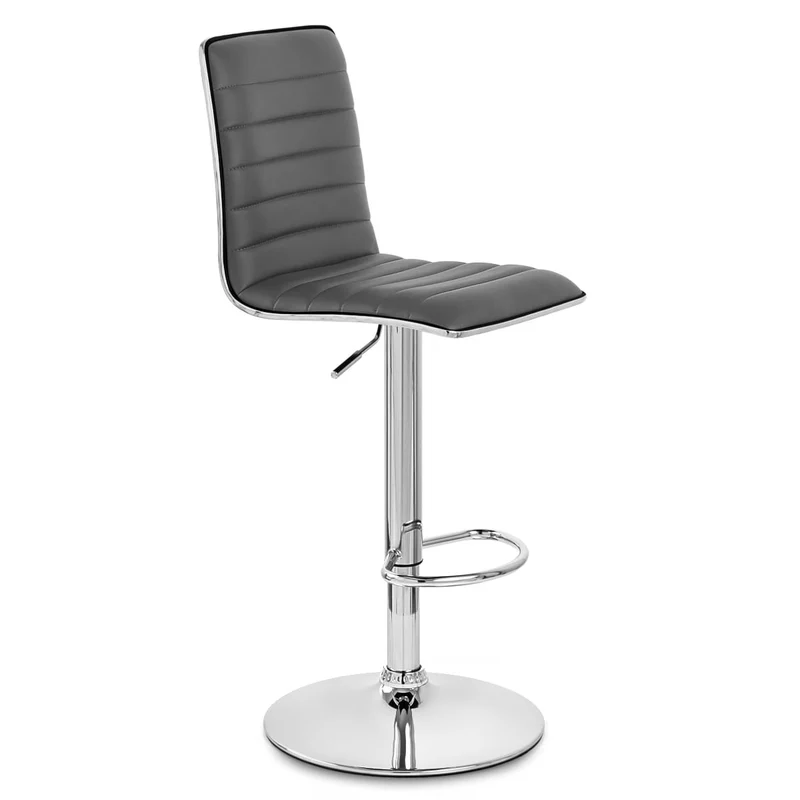 Chaise de Bar Faux Cuir Chrome - Hiline Gris