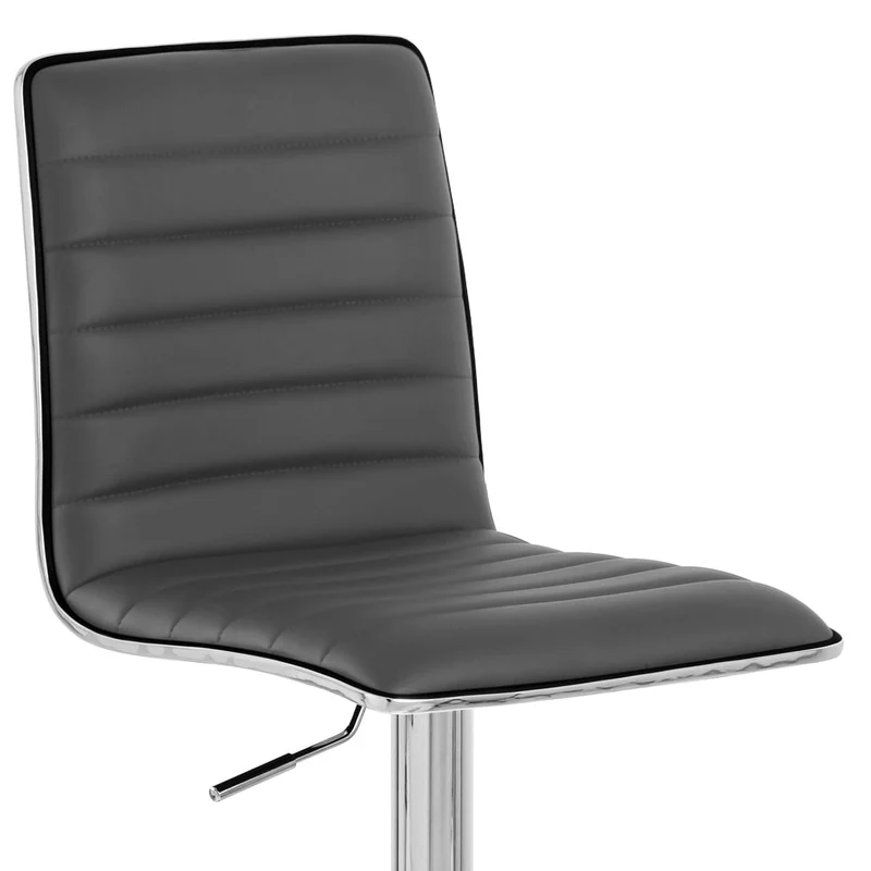 Chaise de Bar Faux Cuir Chrome - Hiline Gris