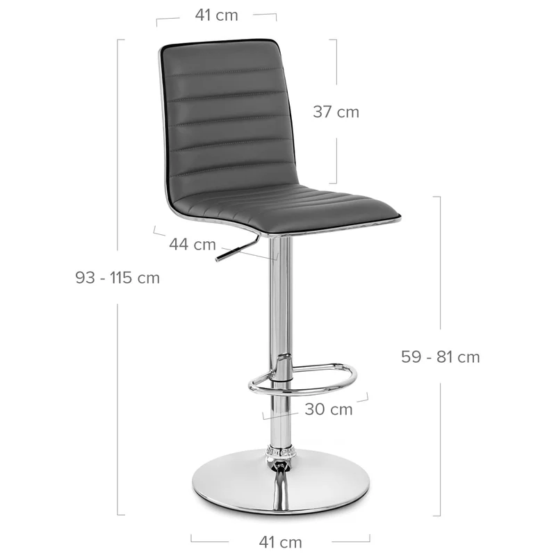 Chaise de Bar Faux Cuir Chrome - Hiline Gris