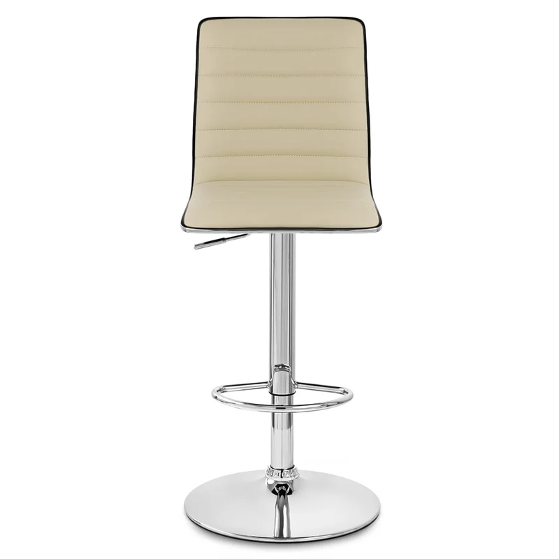 Chaise de Bar Faux Cuir Chrome - Hiline Crème