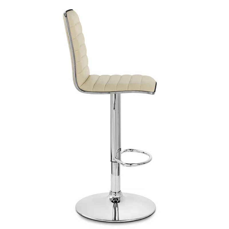 Chaise de Bar Faux Cuir Chrome - Hiline Crème