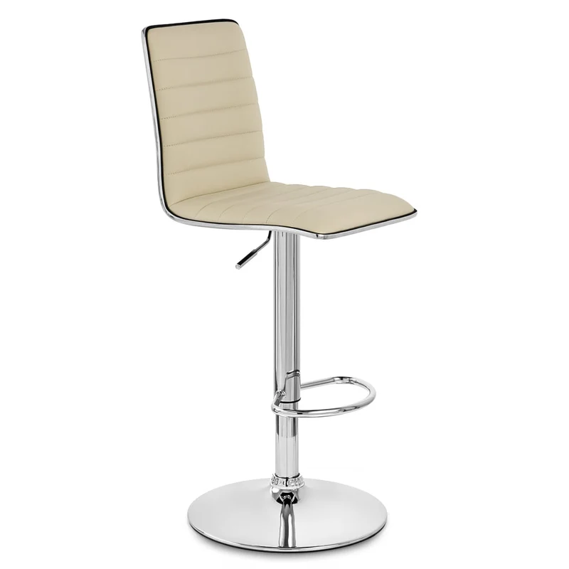 Chaise de Bar Faux Cuir Chrome - Hiline Crème