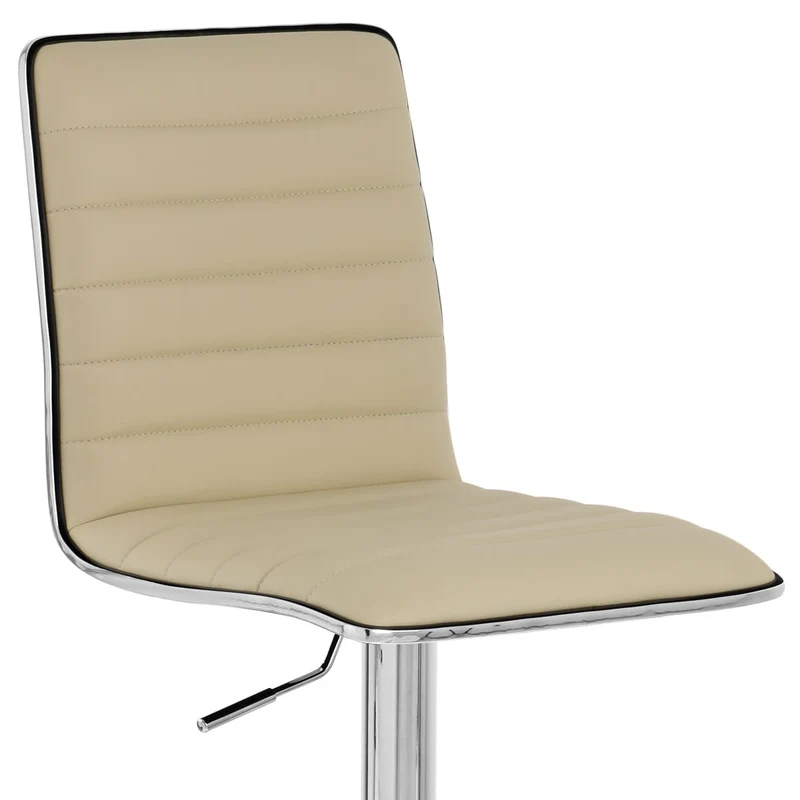 Chaise de Bar Faux Cuir Chrome - Hiline Crème