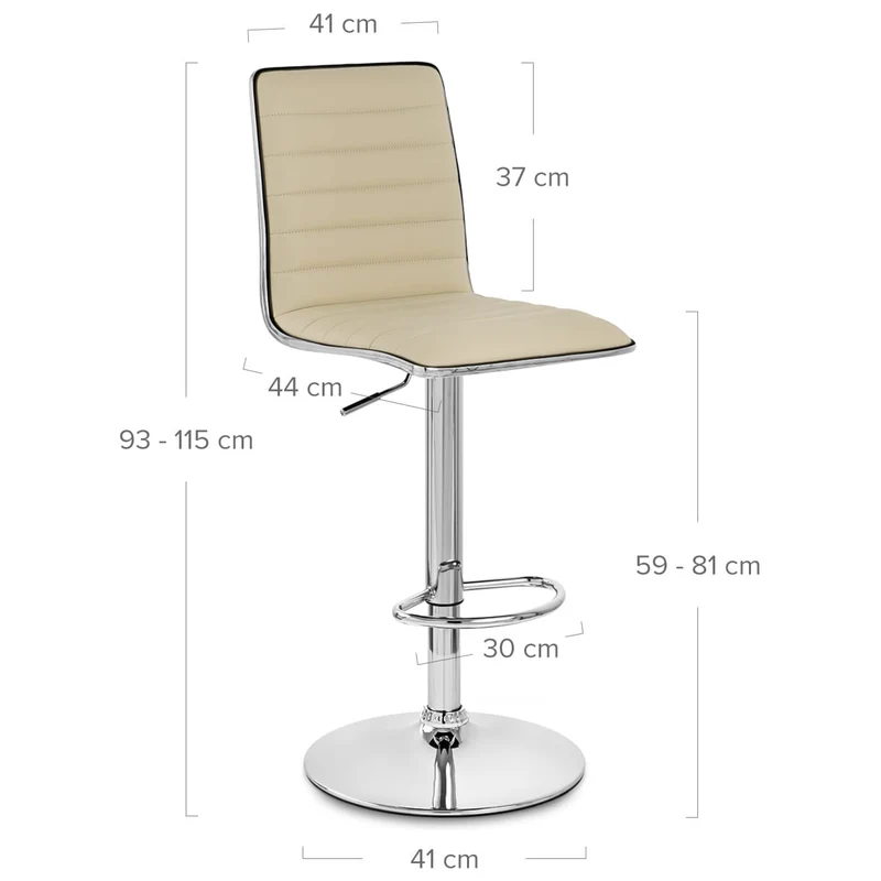 Chaise de Bar Faux Cuir Chrome - Hiline Crème