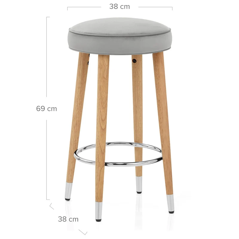 Tabouret Chêne Velours - Conrad Gris