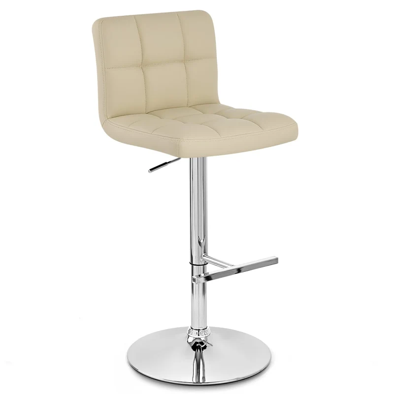 Chaise de Bar Faux Cuir Chrome - Grid Offre Spéciale Crème