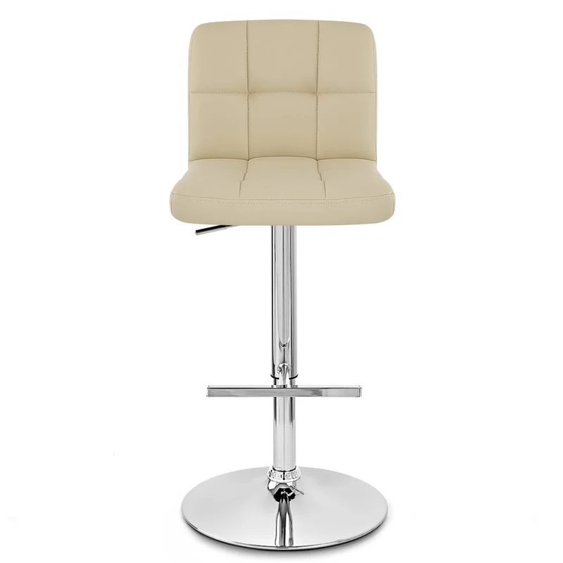 Chaise de Bar Faux Cuir Chrome - Grid Offre Spéciale Crème