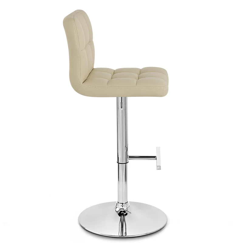 Chaise de Bar Faux Cuir Chrome - Grid Offre Spéciale Crème