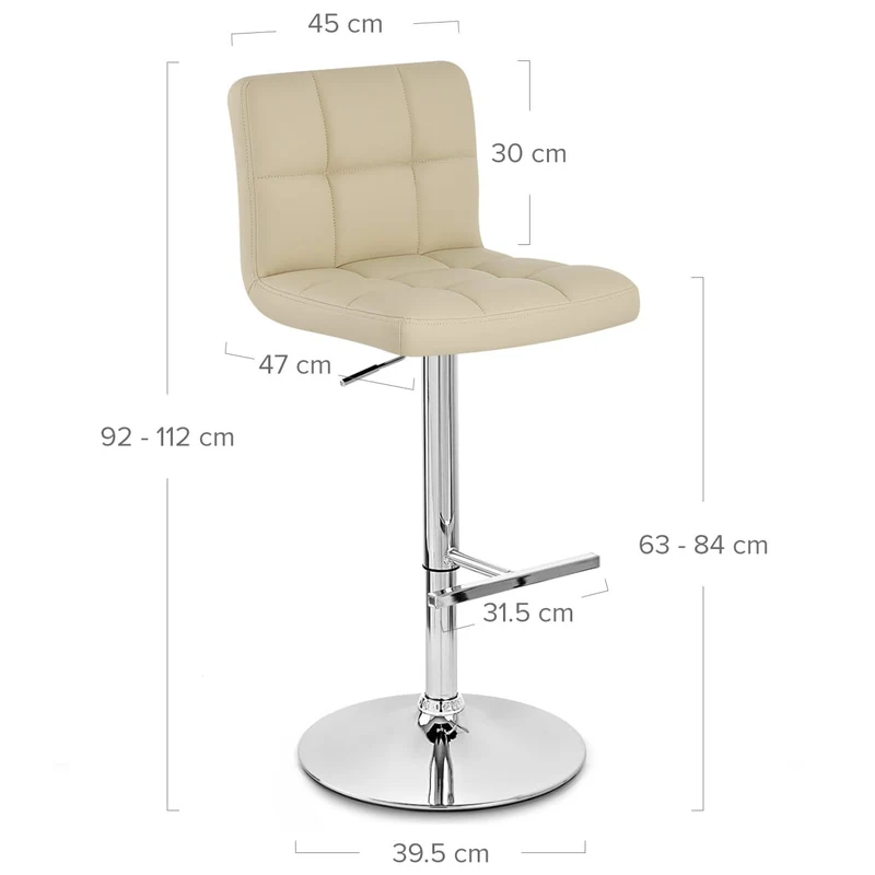 Chaise de Bar Faux Cuir Chrome - Grid Offre Spéciale Crème