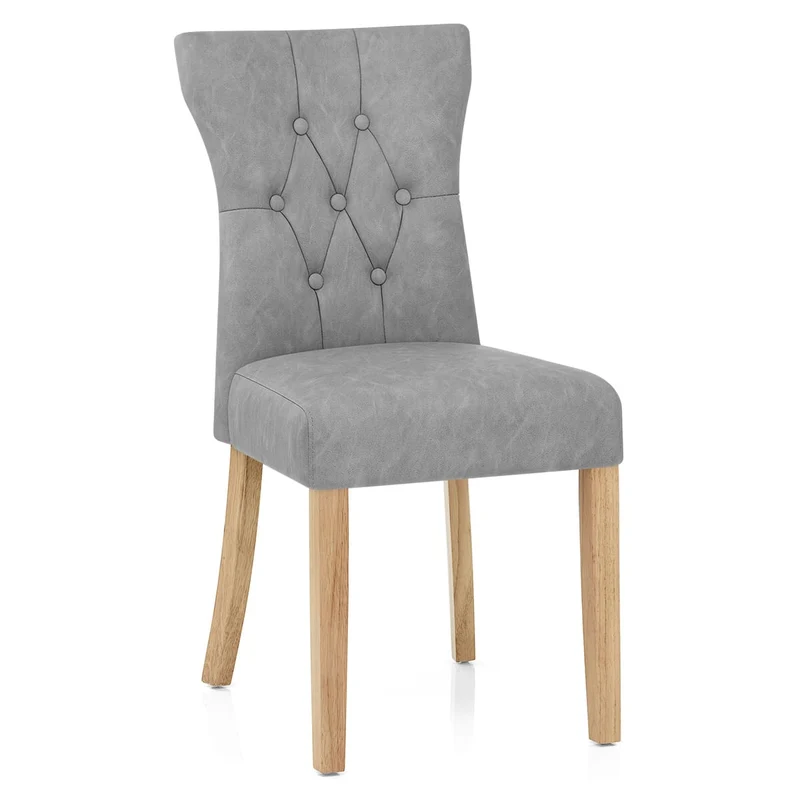 Chaise Bois Faux Cuir - Bradbury Gris