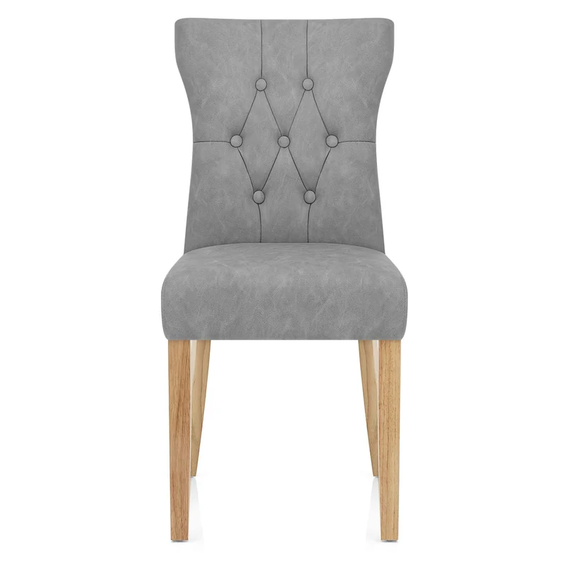 Chaise Bois Faux Cuir - Bradbury Gris
