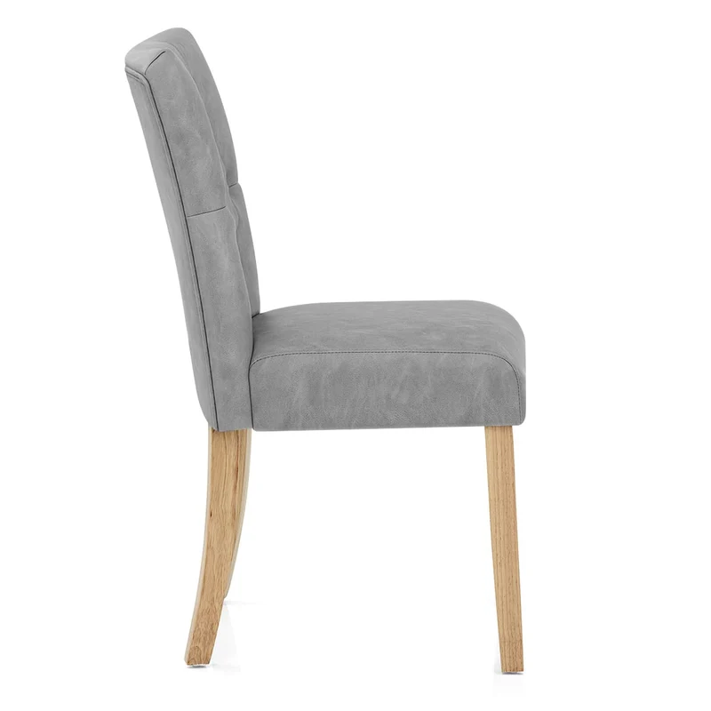 Chaise Bois Faux Cuir - Bradbury Gris