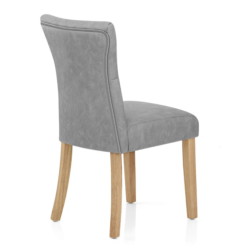 Chaise Bois Faux Cuir - Bradbury Gris